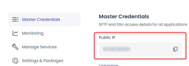 Copy the server IP address